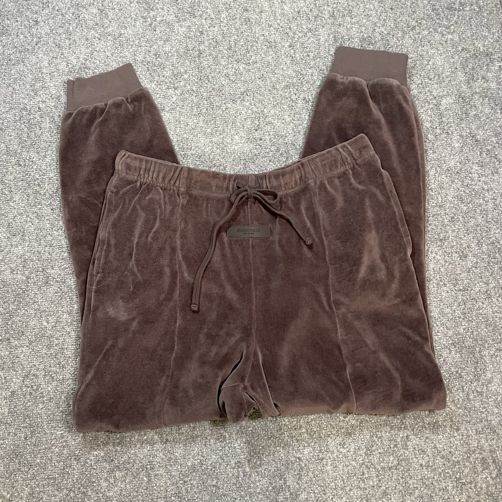 Essentials Fear of God Velour Joggers Pants Large Dark Gray Cotton Blend Lounge